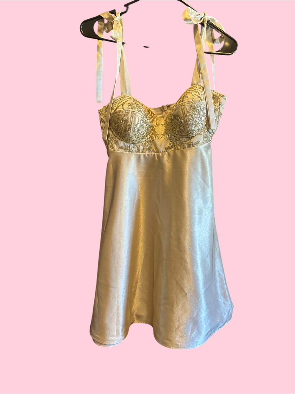 Vintage Gold Babydoll Mini Dress